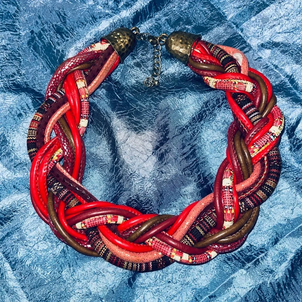 Braided Multicolor Necklace - Picture 1 of 2